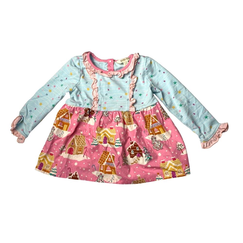 Matilda Jane Gingerbread House Stars Dress Infant Size 12-18 Months